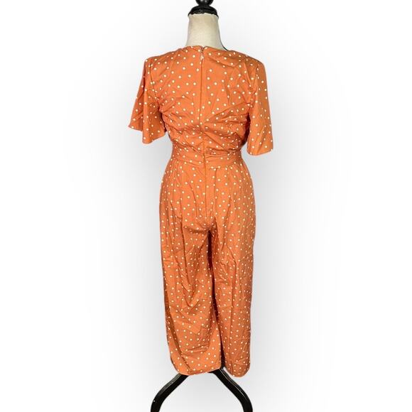 StyleStalker Laurel Jumpsuit Women's Small Orange Cropped Flared Leg V-Neck RTR - Picture 5 of 13